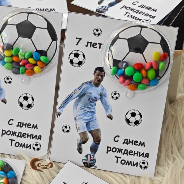 Cristiano Ronaldo-Themed Chocolate Cards for a 7th Birthday Party