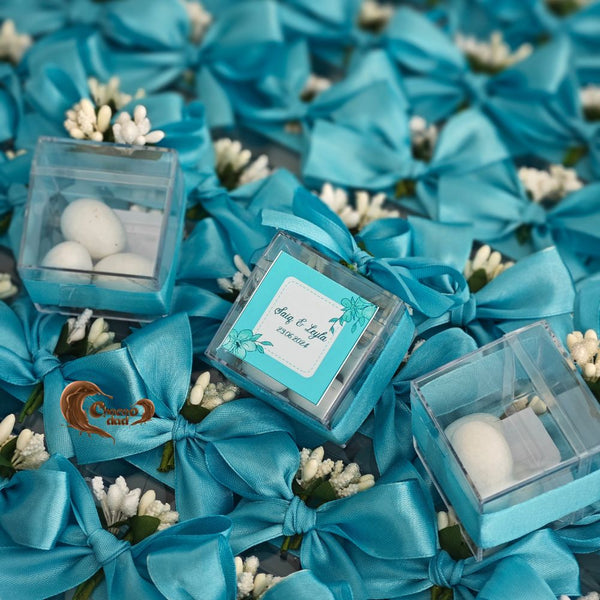 💍 Custom Transparent Box Dragee Chocolate Favors for Engagements & Weddings
