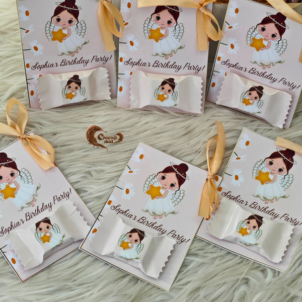 Cute Girl Angel Holding Star Chocolate Cards for 1st Birthday