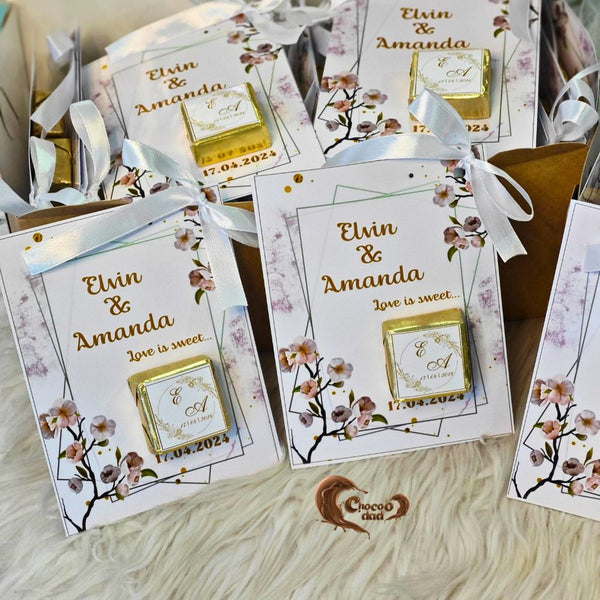 Each chocolate is carefully designed with the "Love is Sweet" theme.
