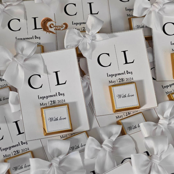 Elegant "With Love" Chocolate Favors for Engagement Day
