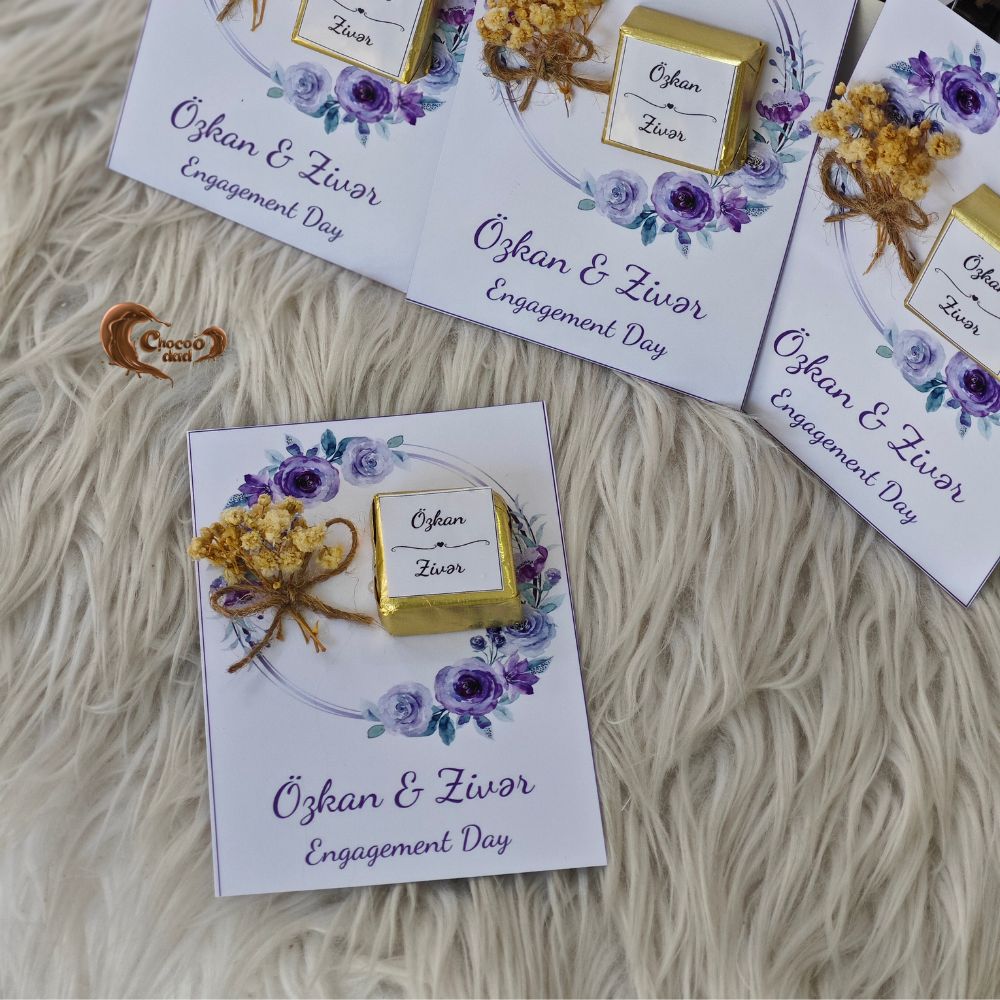 Flower Bouquet Design Chocolate Cards for Engagement Day