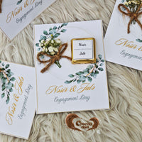 Flower Bouquet Themed Engagement Chocolate Cards