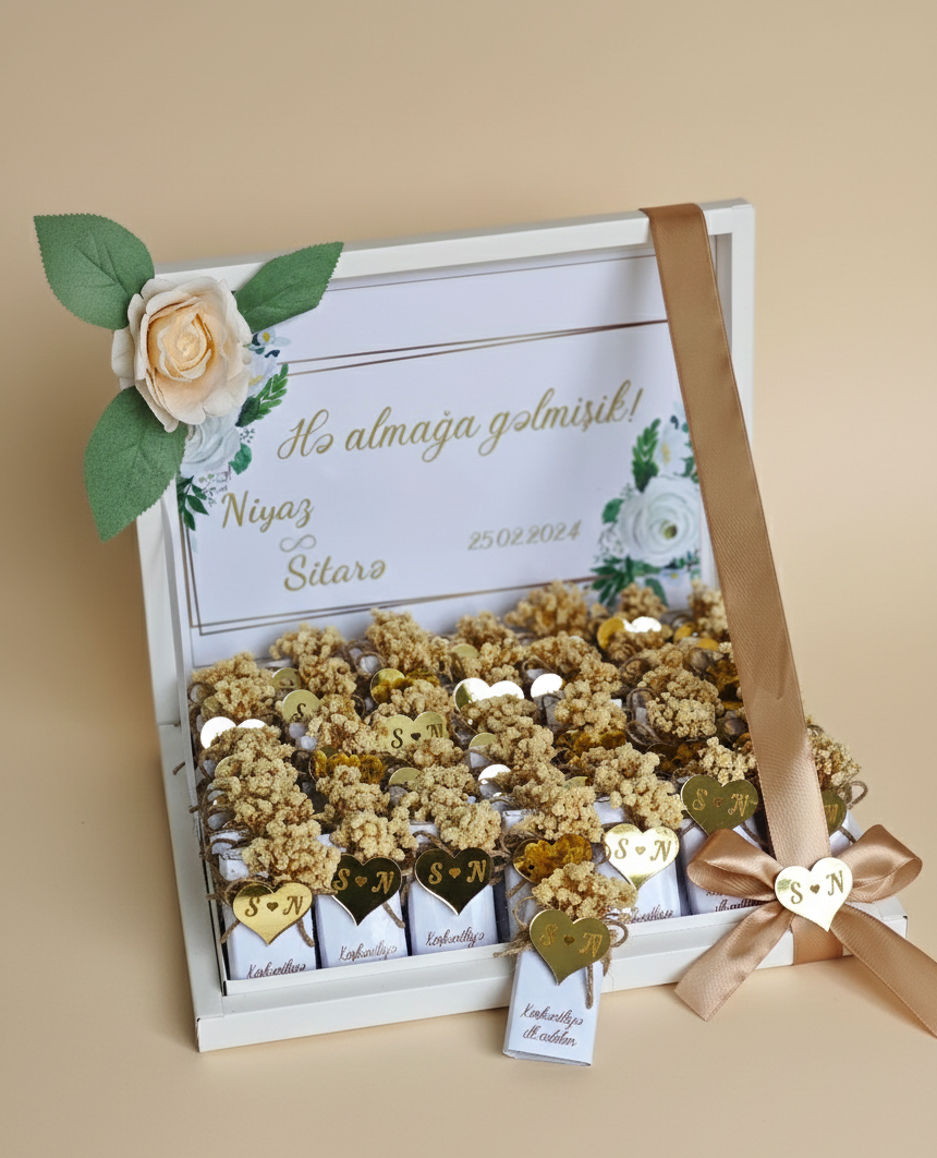 “Yes Day” Chocolate Gift Box with 50 Milk Chocolates and Heart-Shaped Laser Cut Names