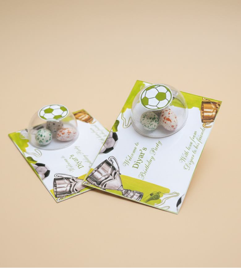 Soccer Birthday Favors, Personalized Football Party Gifts, Custom Sports Theme Candy Domes, Diyar Soccer Birthday Keepsakes, Kids Birthday Chocolate Cards, Soccer Ball Party Decor.
