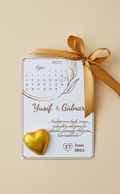 Calendar with decorative elements on a beige background