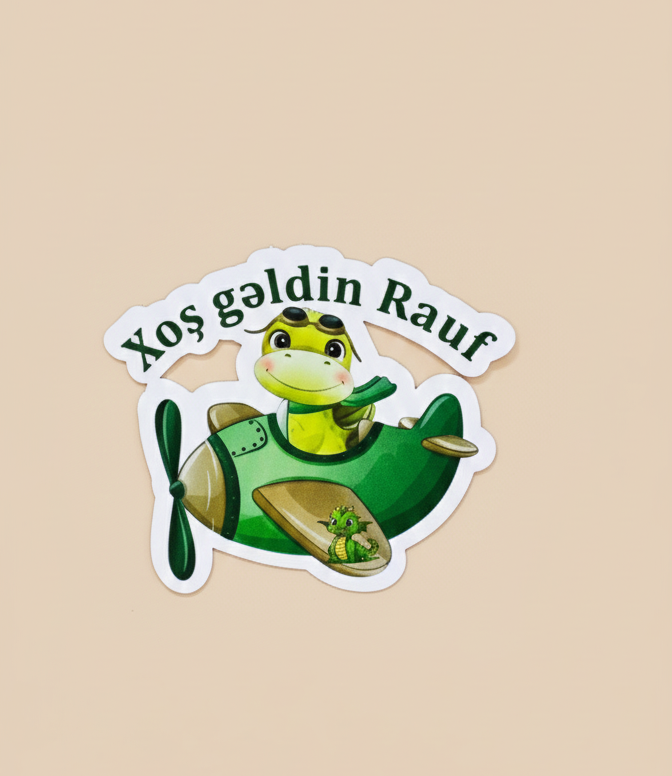 Sticker of a cartoon turtle with text on a beige background