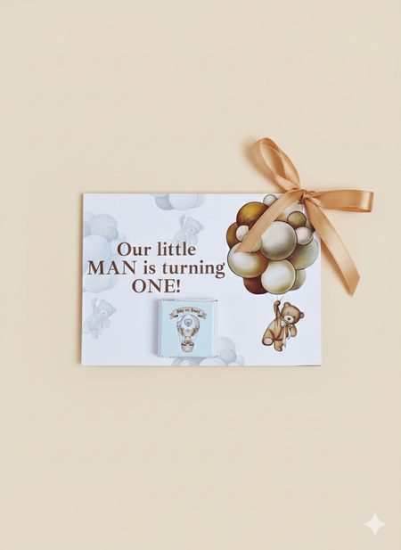 "Our Little Man Turning One" Safari Dizaynlı Şokoladlı Kart Oğlan Uşağının 1-ci Ad Günü üçün