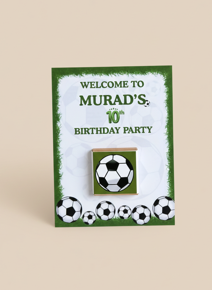 Custom 10th Birthday Soccer Favor Cards – Personalized Football Theme Chocolate Gifts for School & Friends – Professional Sports Table Place Cards for Boys