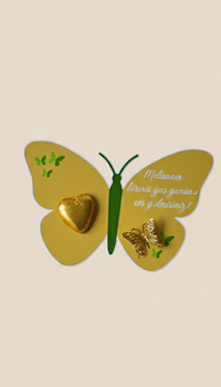 Decorative butterfly wall art on a beige background