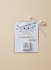 Greeting card with a small box on a beige background