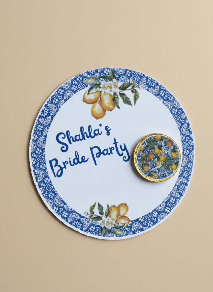 Amalfi Coast Bridal Favors, Mediterranean Wedding Keepsakes, Personalized Lemon Party Gifts, Italian Theme Bride Party, Shahla Bride Party Chocolates, Blue Tile Wedding Decor, Sorrento Lemon Party Treats.