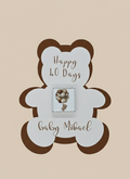Baby milestone card with teddy bear design for 40 days, featuring 'Happy 40 Days' and 'baby Michael'.