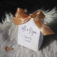 Gold Ribbon Bow-Tied Custom Name Engagement Chocolate Box Favors