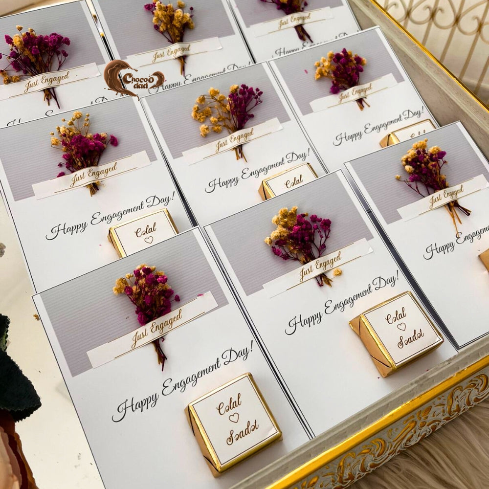 Happy Engagement Day" Chocolates with Dried Flower