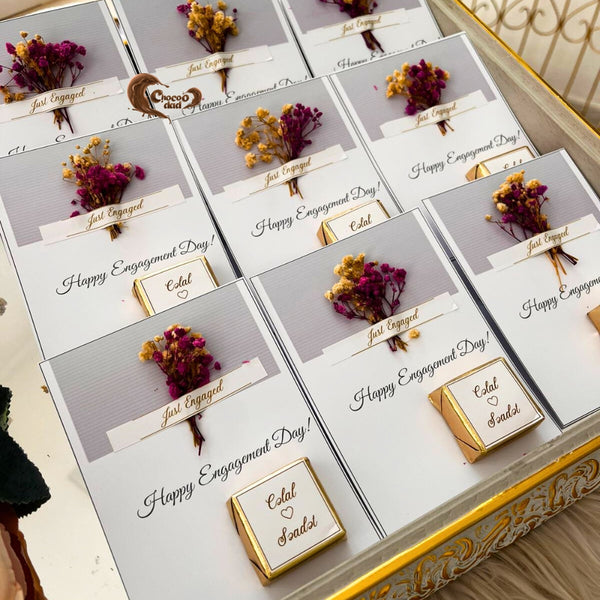 Happy Engagement Day" Chocolates with Dried Flower