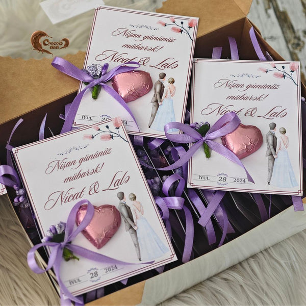 Happy Engagement Day! Pink Heart-Shaped Chocolate Cards