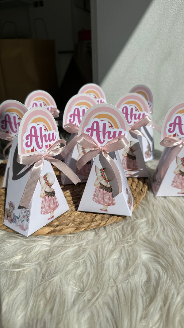 Boho Girl Baby Shower Pyramid Favour Box — Personalised Chocolate Gift — Chocoodad Baku