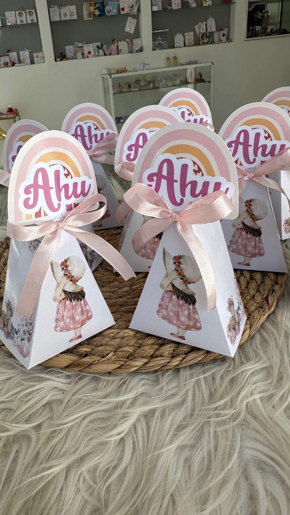 Boho Girl Baby Shower Pyramid Favour Box — Personalised Chocolate Gift — Chocoodad Baku