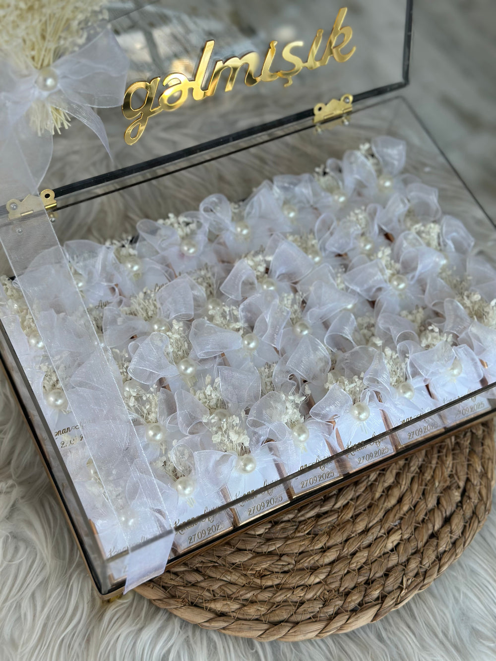 Yes Day Acrylic Khoncha Chocolate Box — White Organza Wedding Favour — Chocoodad Baku