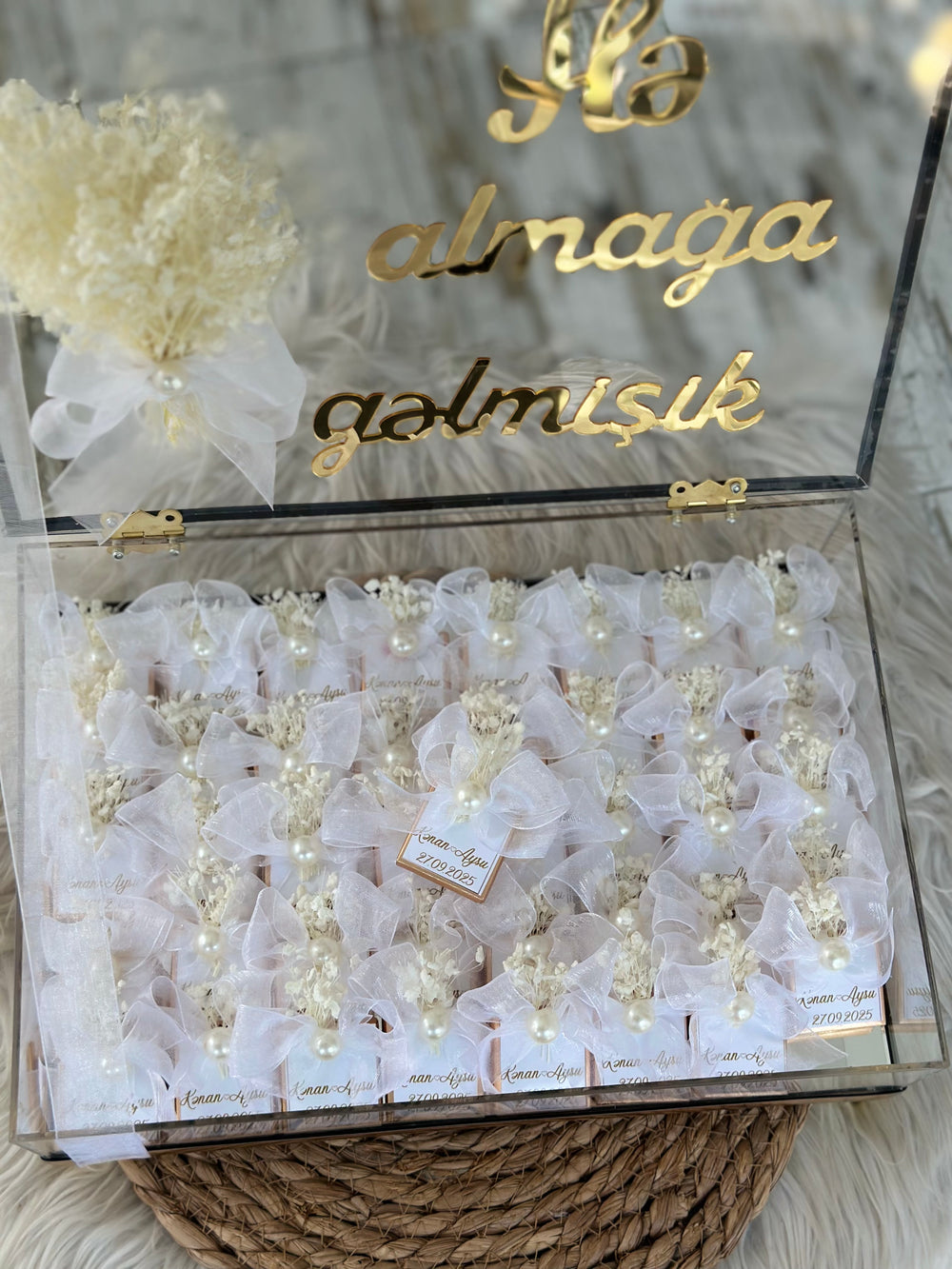 Yes Day Acrylic Khoncha Chocolate Box — White Organza Wedding Favour — Chocoodad Baku