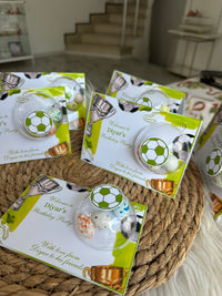 Football Birthday Favour Card — Speckled Bonbon Dome & Trophy Gift — Chocoodad Baku