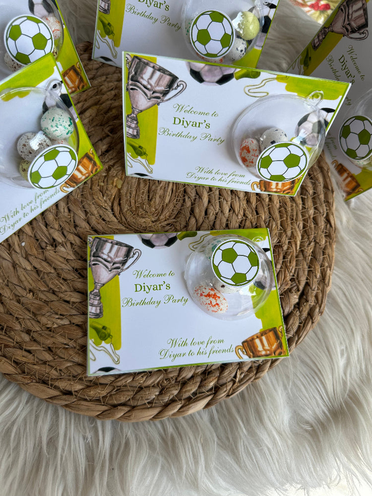 Personalized Soccer \ Football Birthday Party Favor Cards – Custom Football Theme Cards with Dragee Chocolates
