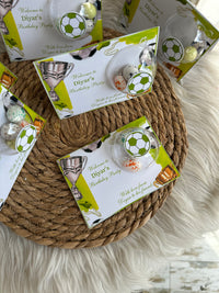 Football Birthday Favour Card — Speckled Bonbon Dome & Trophy Gift — Chocoodad Baku