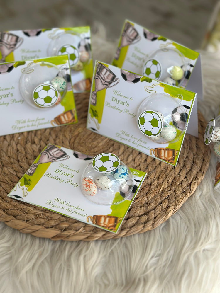Personalized Soccer \ Football Birthday Party Favor Cards – Custom Football Theme Cards with Dragee Chocolates