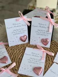 Funny 30th Birthday Chocolate Card — Pink Heart & Velvet Bow — Chocoodad Baku