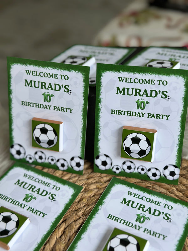 Football Birthday Chocolate Card — Green Pitch & Ball Favour — Chocoodad Baku