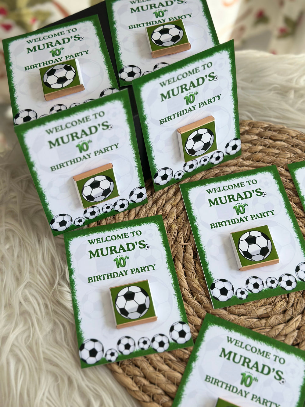 Football Birthday Chocolate Card — Green Pitch & Ball Favour — Chocoodad Baku