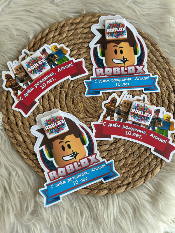 Roblox Theme Birthday Favour Card — Personalised Chocolate Gift — Chocoodad Baku