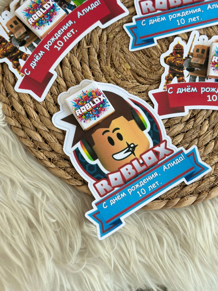Custom Roblox 3D Cutout Birthday Favor Cards – Personalized Gamer-Themed Chocolate Gifts – High-Quality "10th Birthday" Party Treats for School & Friends
