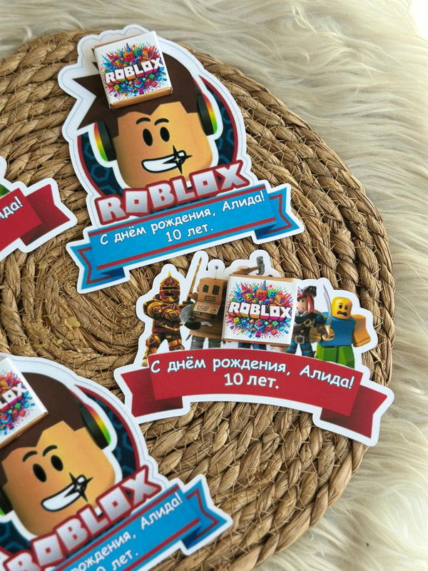 Roblox Theme Birthday Favour Card — Personalised Chocolate Gift — Chocoodad Baku