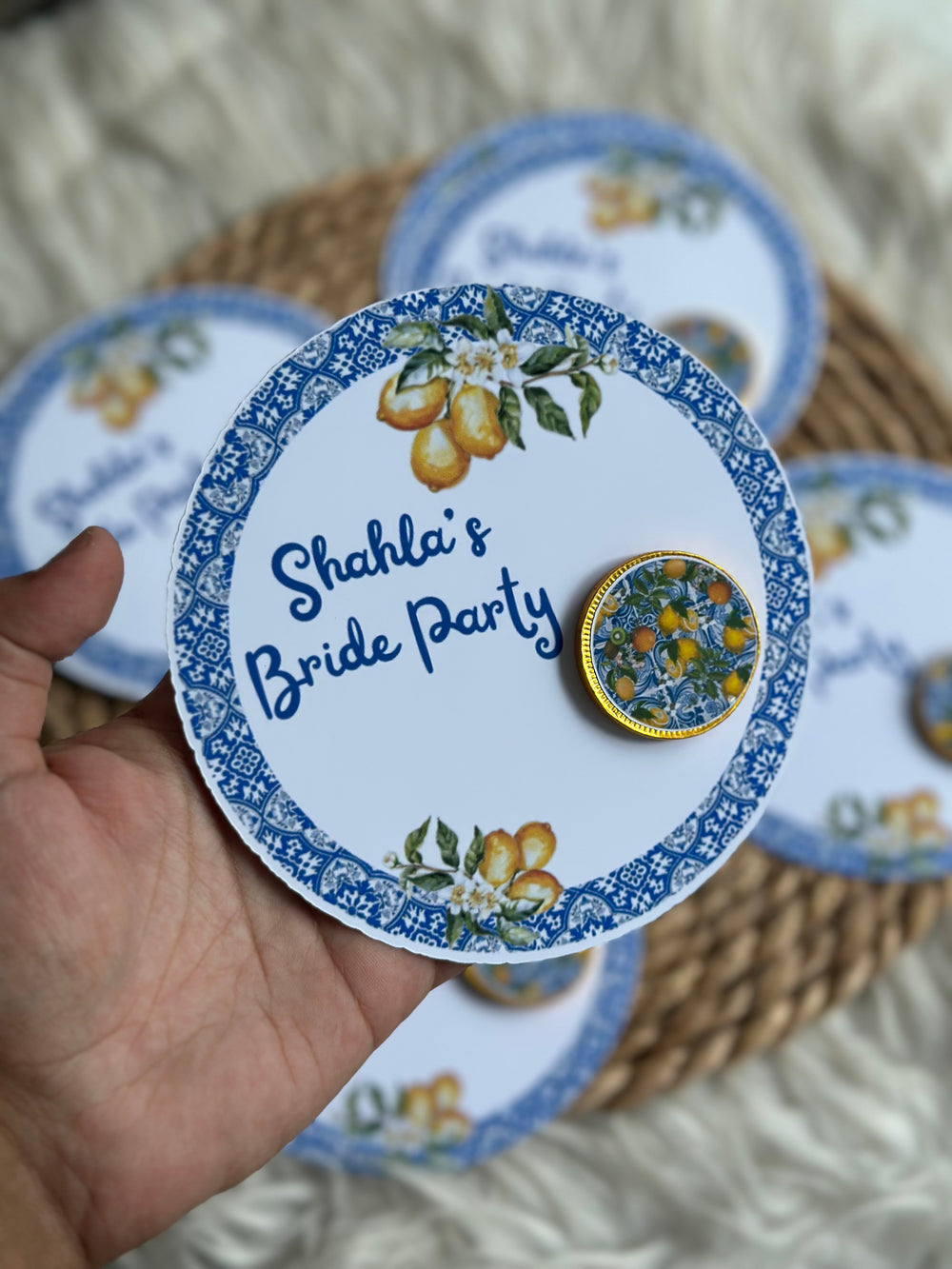 Lemon Amalfi Tile Bride Party Chocolate Favour Card — Bridal Party Gift — Chocoodad Baku