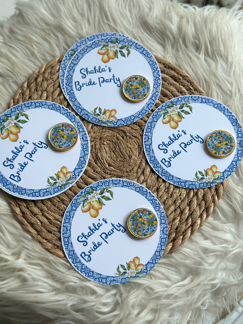 Lemon Amalfi Tile Bride Party Chocolate Favour Card — Bridal Party Gift — Chocoodad Baku