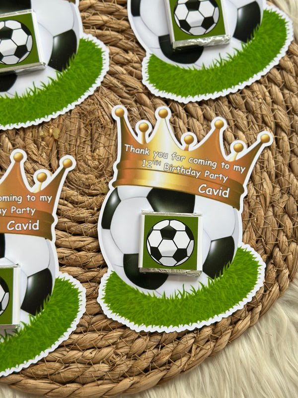 Football Crown Birthday Card — Gold Trophy Chocolate Favour — Chocoodad Baku