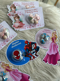 Barbie & Spiderman Mixed Birthday Favour Card — Bonbon Dome Gift — Chocoodad Baku
