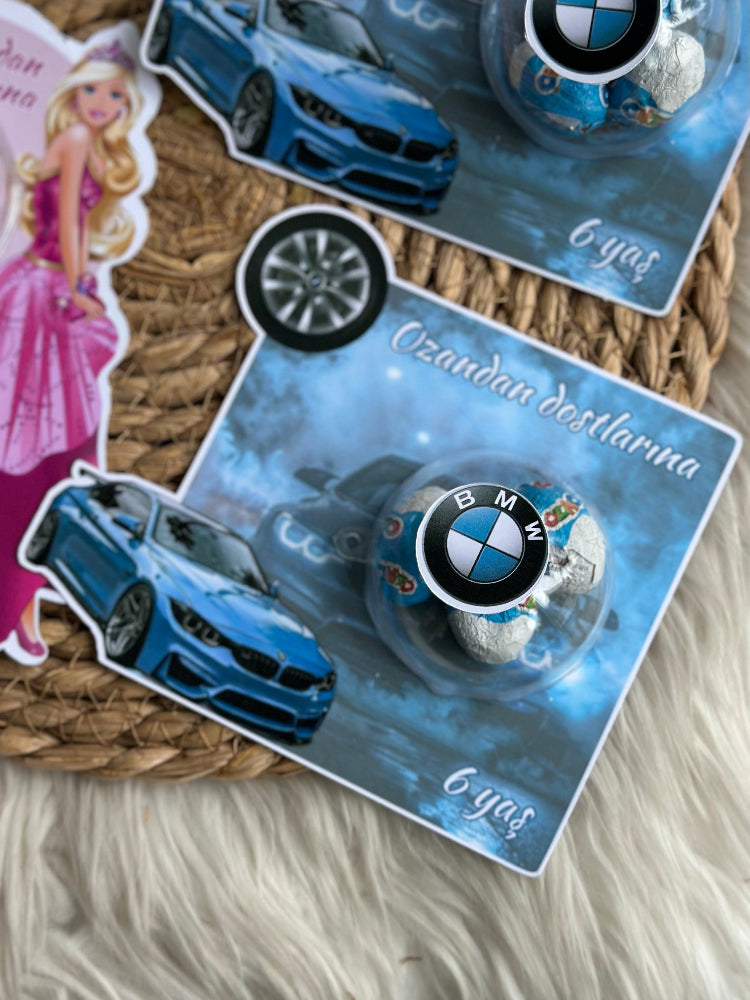 Custom BMW M-Series 3D Cutout Birthday Favor Cards – Personalized Racing Theme Candy Dome Gifts