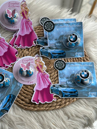BMW & Barbie Mixed Gifting Chocolate Favour Card — Bonbon Dome — Chocoodad Baku