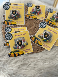 Lamborghini Theme Birthday Favour Card — Dragee Bonbon Dome Gift — Chocoodad Baku