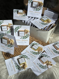 Engagement Favour Card — Gold Chocolate & Dried Flower — Chocoodad Baku