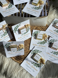 Engagement Favour Card — Gold Chocolate & Dried Flower — Chocoodad Baku