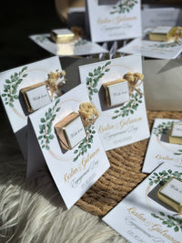 Engagement Favour Card — Gold Chocolate & Dried Flower — Chocoodad Baku