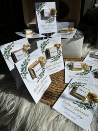 Engagement Favour Card — Gold Chocolate & Dried Flower — Chocoodad Baku