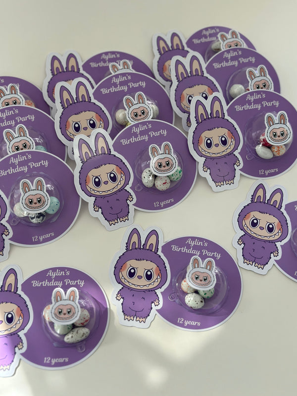 Labubu Purple Birthday Favour Card — Bonbon Dome Personalised Gift — Chocoodad Baku