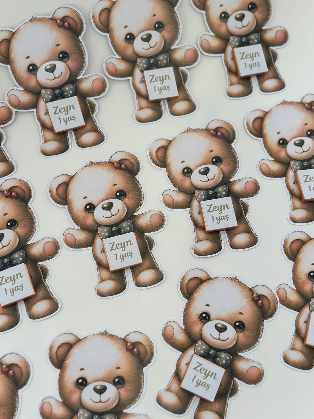 Teddy Bear 1st Birthday Chocolate Card — Azerbaijani Personalised Favour — Chocoodad Baku