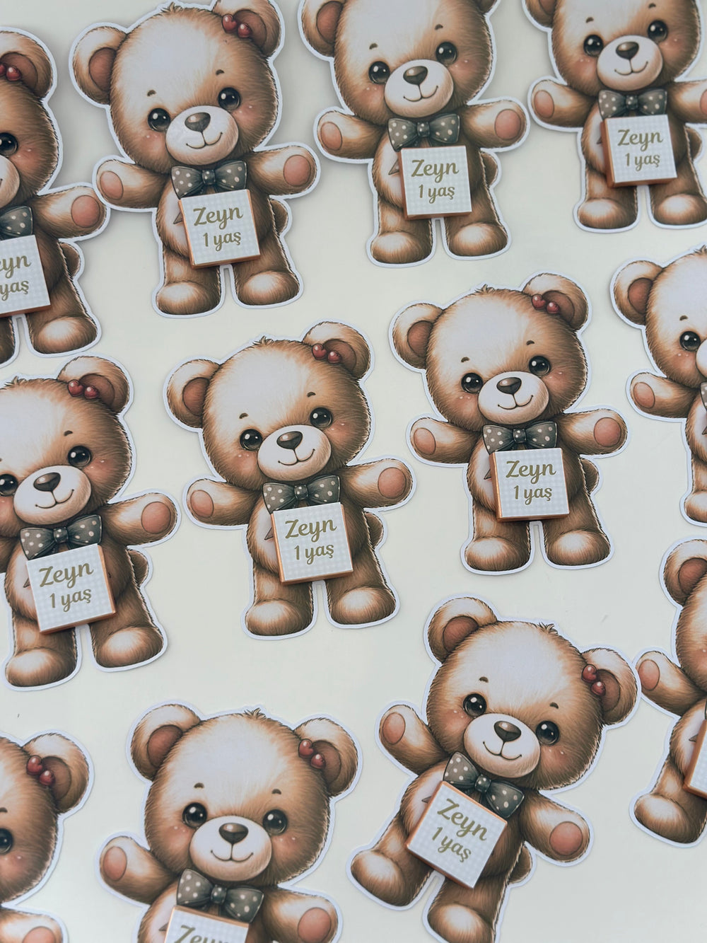 Teddy Bear 1st Birthday Chocolate Card — Azerbaijani Personalised Favour — Chocoodad Baku