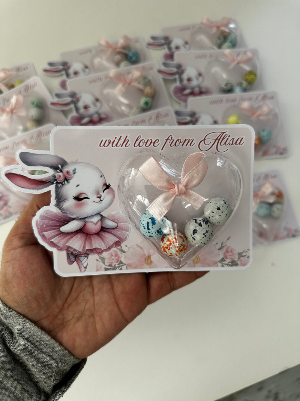 Ballerina Bunny Easter Chocolate Card — Pastel Pink Spring Favour — Chocoodad Baku